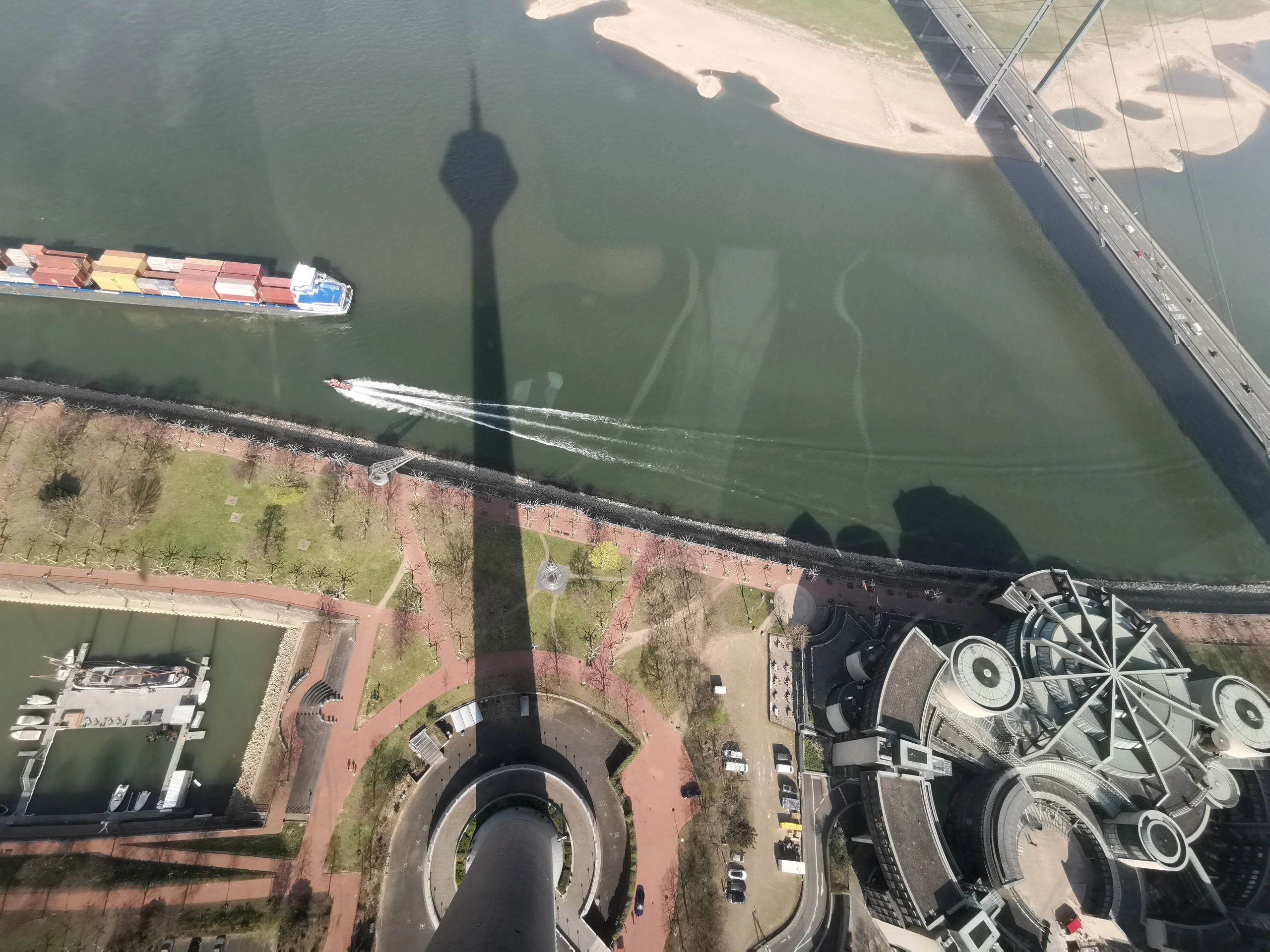 Aerial view of Düsseldorf along the Rhine