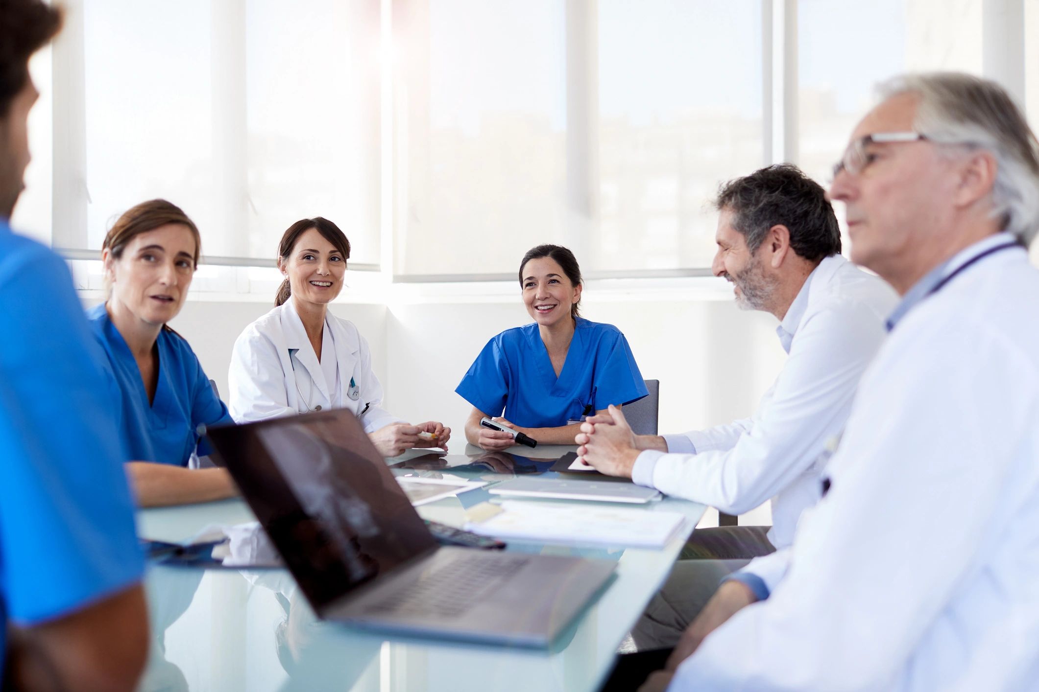 Medical team meeting to review care options