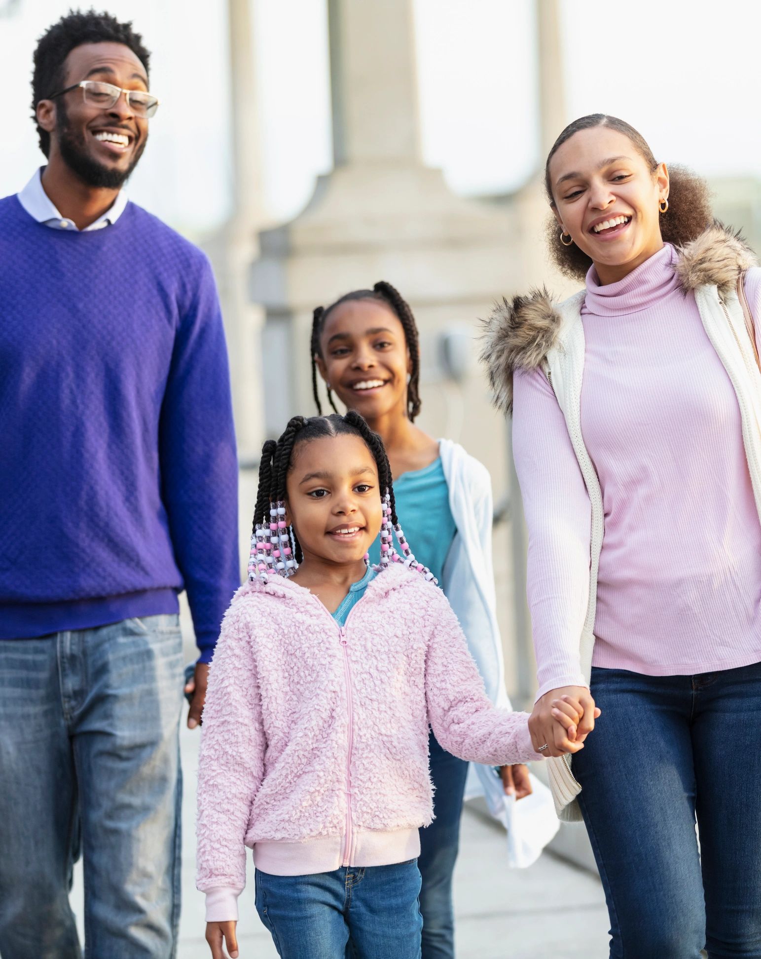 Family traveling together during an international care journey