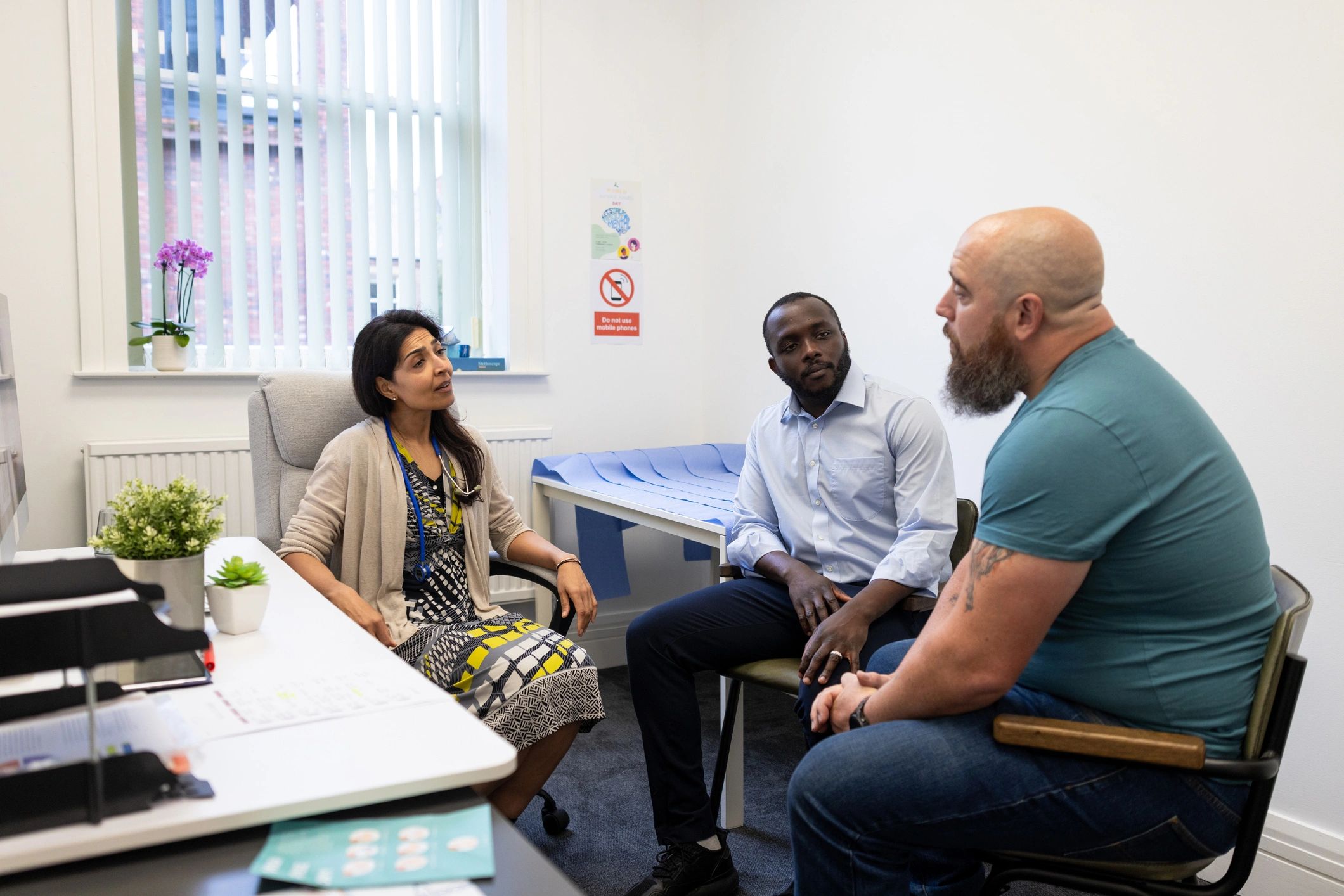 Couple in a calm fertility consultation setting