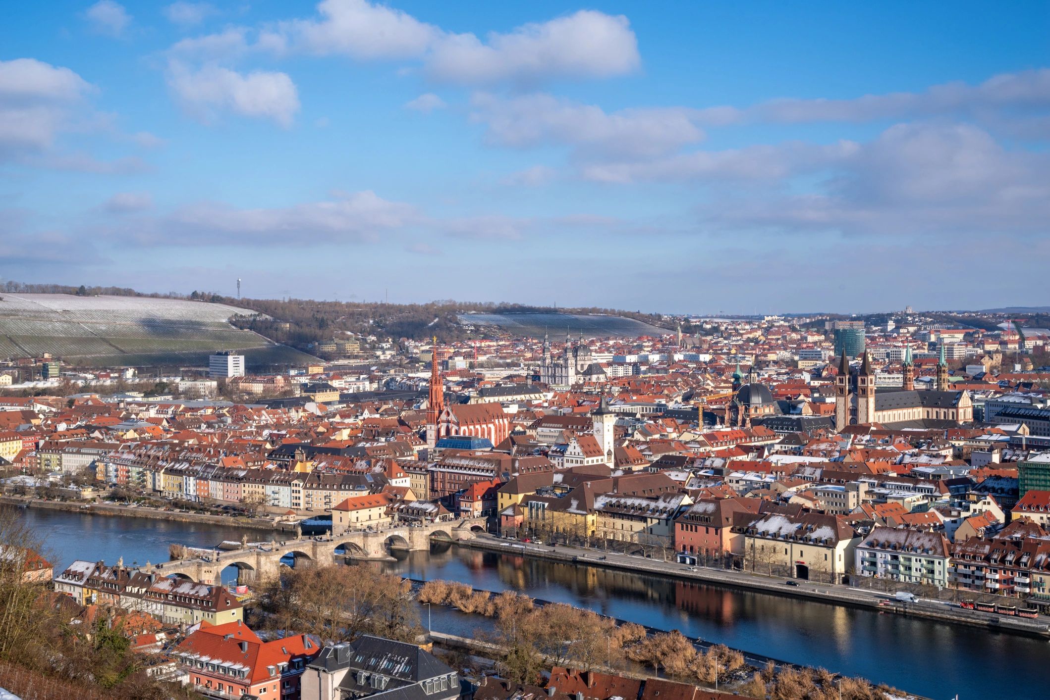 Historic German cityscape along the river